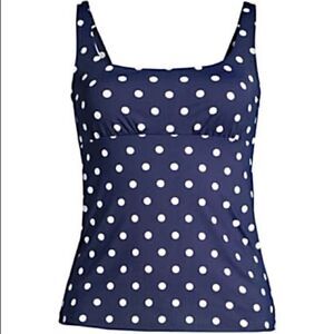 Land’s End Plus size square neck tankini top blue Polka Dot underwire Various